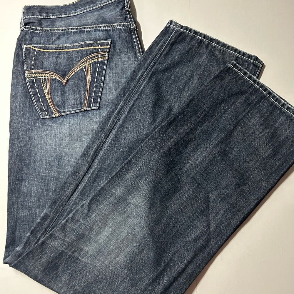 Monarchy collection, men’s denim jeans with heavy stitch  boot cut size 36/34‎